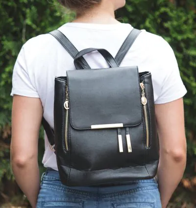 Black gold fashion backpack